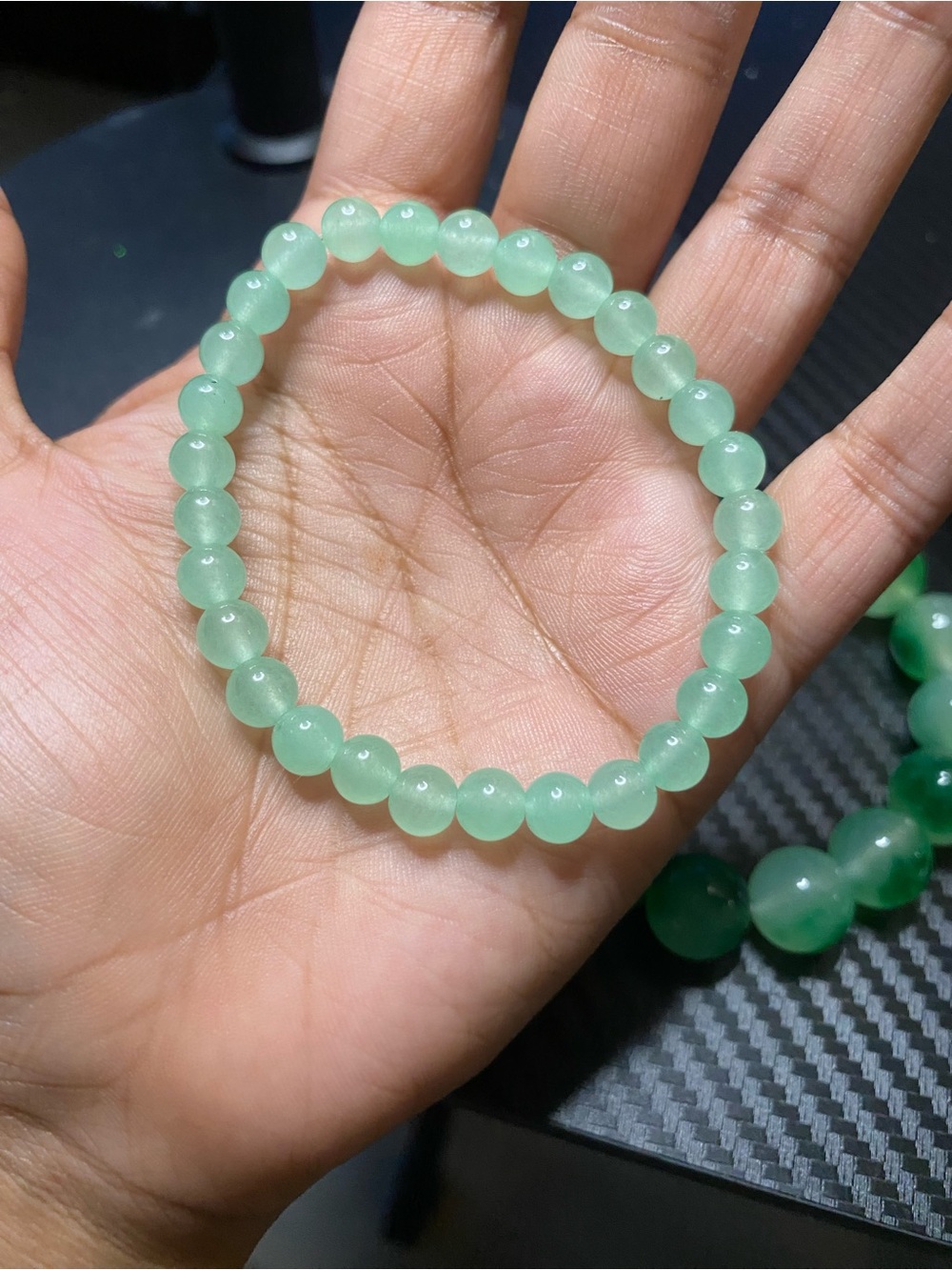 Green Jadeite Bead Stretch Bracelet - Women Jewelry